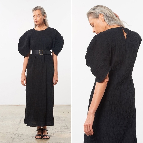 Mara Hoffman Aranza Dress in Black Gauze Popcorn Size Small - Picture 4 of 8